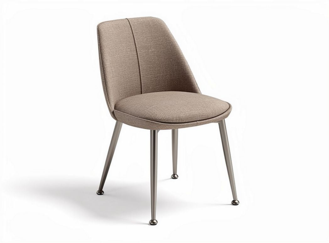 Fabric dining chair with metal legs in taupe color measures 45 x 50 x 80cm