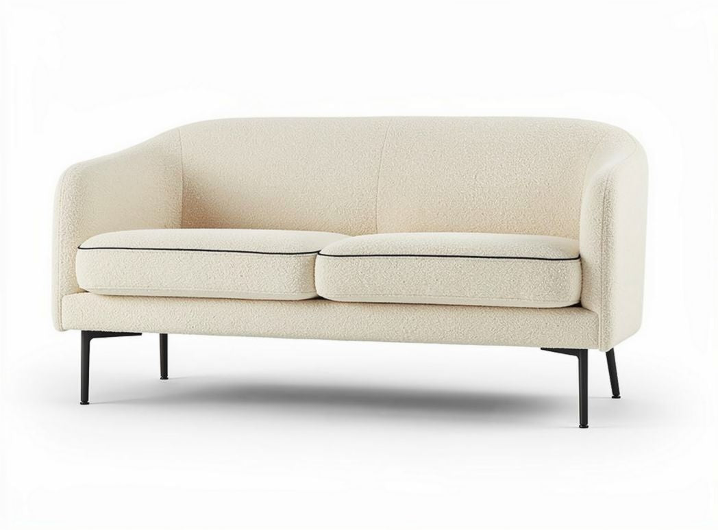 Boucle fabric two-seater sofa with black metal legs 185 x 80 x 75cm