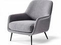 Upholstered accent chair in gray fabric with black metal legs 80 x 80 x 90cm