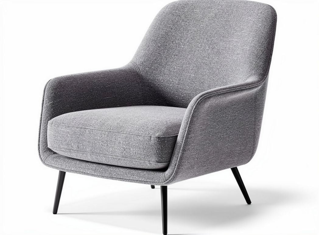 Upholstered accent chair in gray fabric with black metal legs 80 x 80 x 90cm