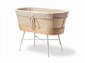 Natural wood baby bassinet with fabric lining and removable mattress 80 x 50 x 70cm