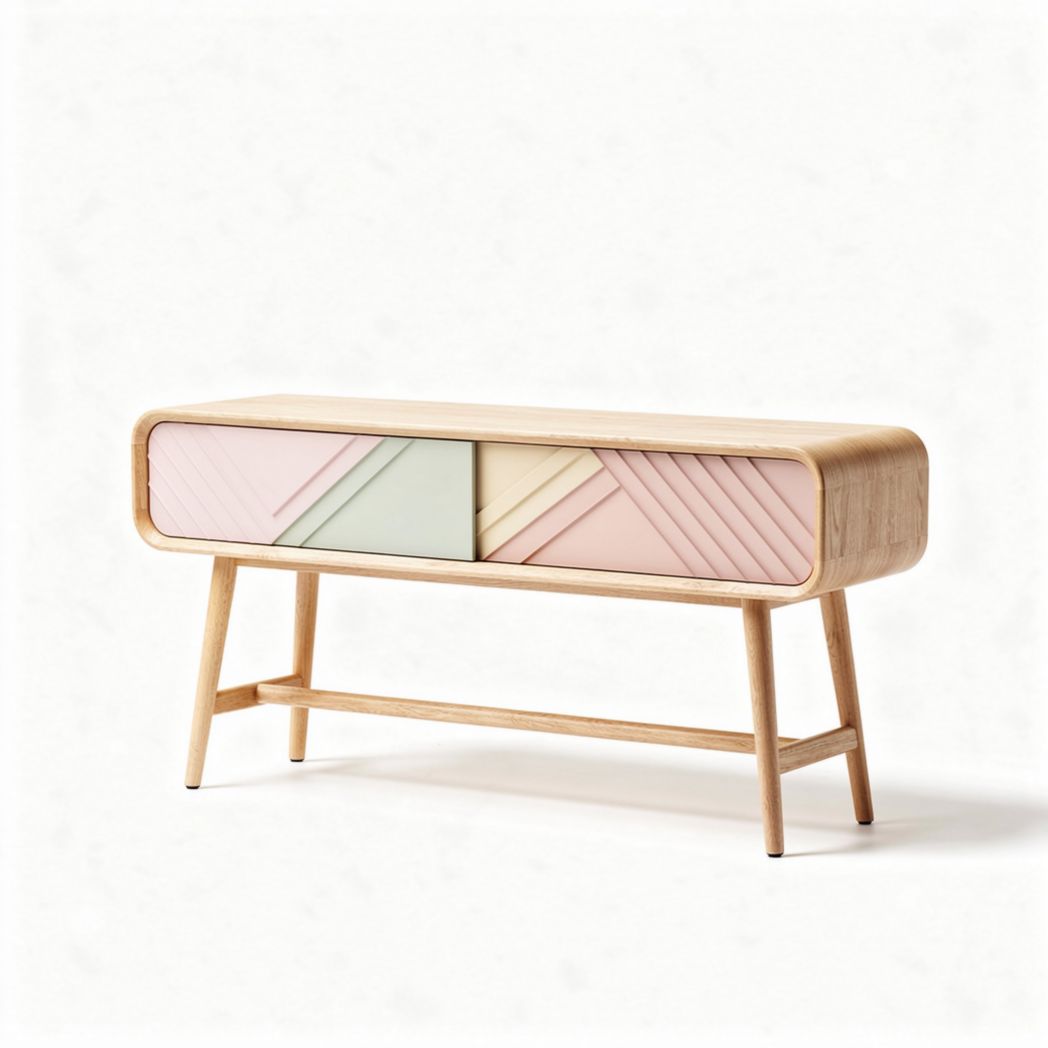 Modern wooden console table with storage drawer in pastel colors 110 x 40 x 80cm