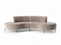 Curved velvet sectional sofa in light gray 200 x 95 x 75cm for modern living rooms