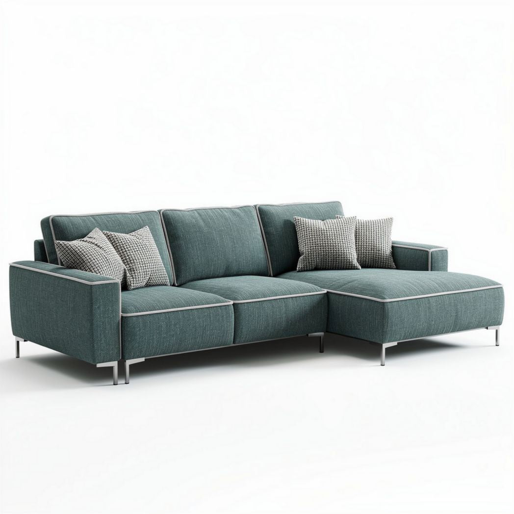 Velvet sectional sofa in mustard yellow with removable cushions 300 x 100 x 80cm